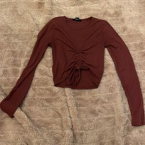 Forever 21 long sleeve crop, small, dark red